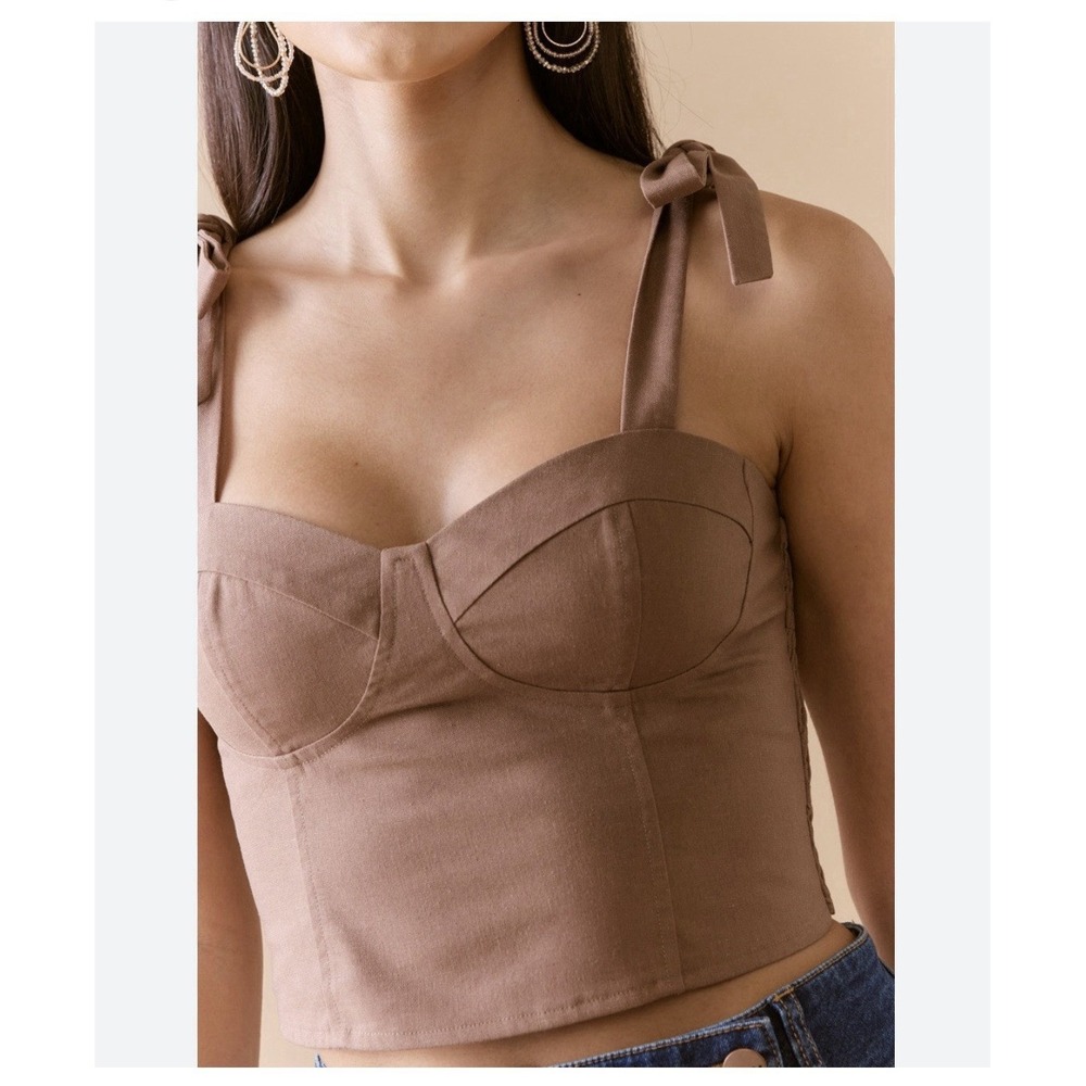 Mi Ami For Francesca's Shoulder Strap Corset Tank Top Sz XL New Brown